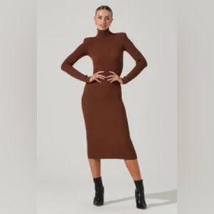 ASTR - Abilene Long Sleeve Turtleneck Sweater Midi Dress